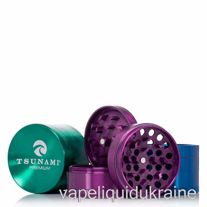 Vape Liquid Ukraine Tsunami 2.4inch 4-Piece Sunken Top Grinder Rainbow (63mm)